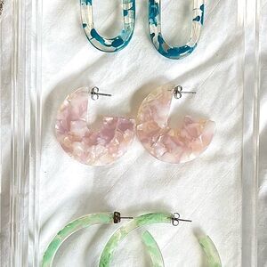 Colorful Resin Hoop Earrings Set